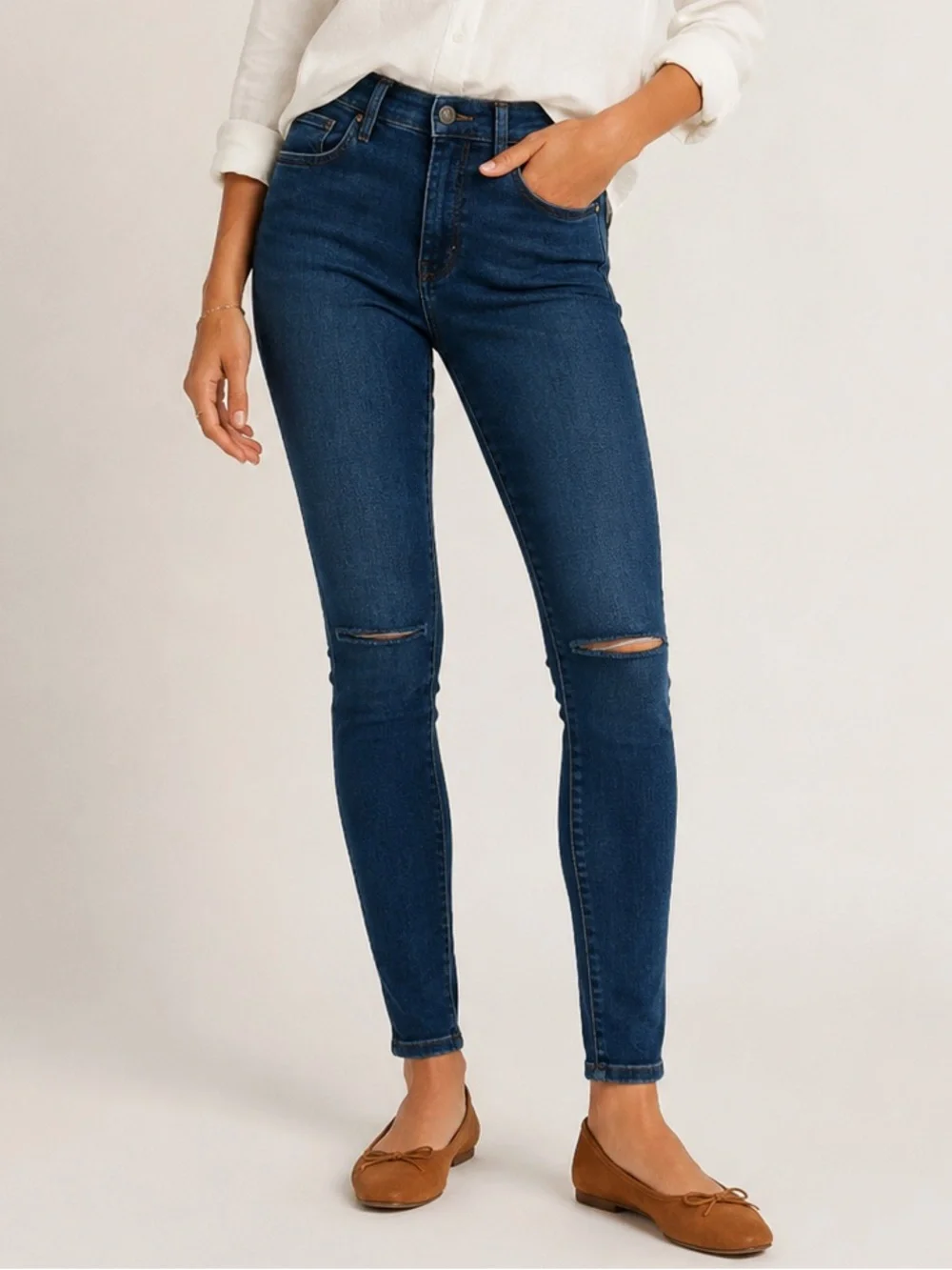 Pilcro and the Letterpress by Anthropologie High-Rise Dark Blue Skinny Jeans‎
